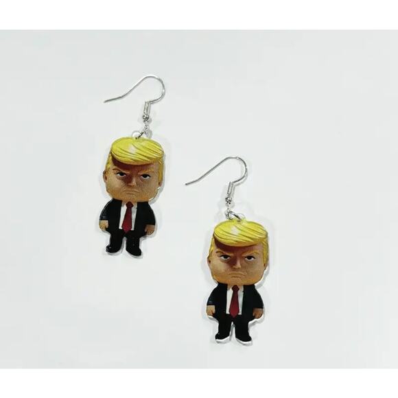 NEW TRUMP Earrings Drop Trumplican Hair Election Vote America - Picture 7 of 7